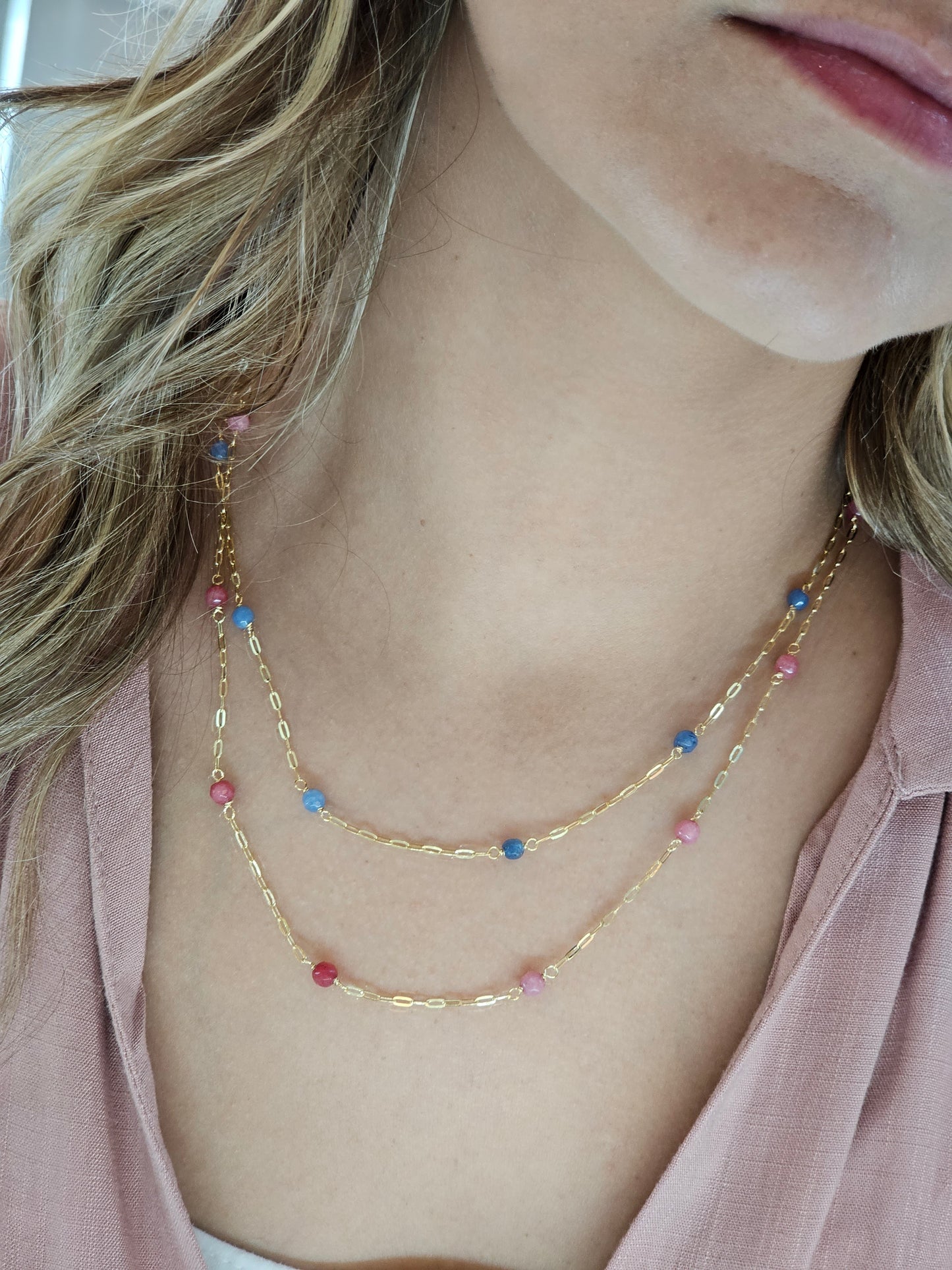 Colar com Pedras em Prata Banhada a Ouro