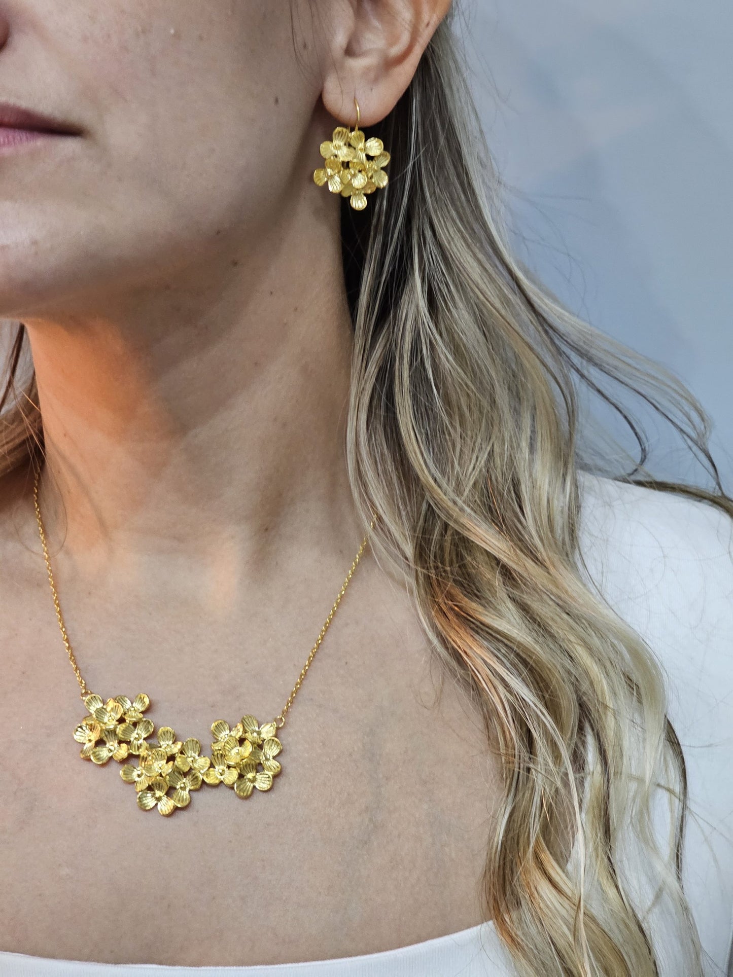 Conjunto Flores em Prata de Lei