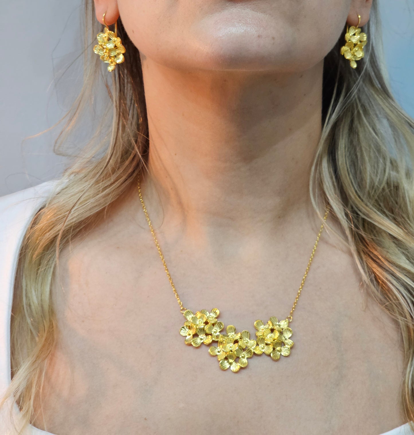 Conjunto Flores em Prata de Lei