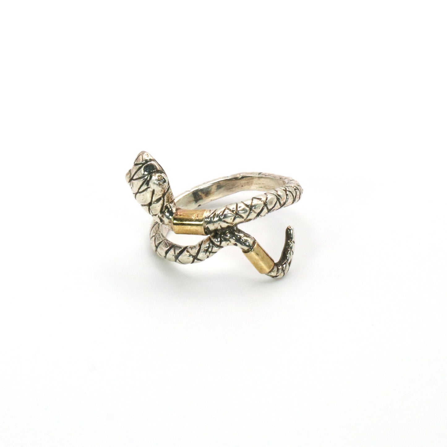 Anel Serpente em Prata e Ouro de 9k
