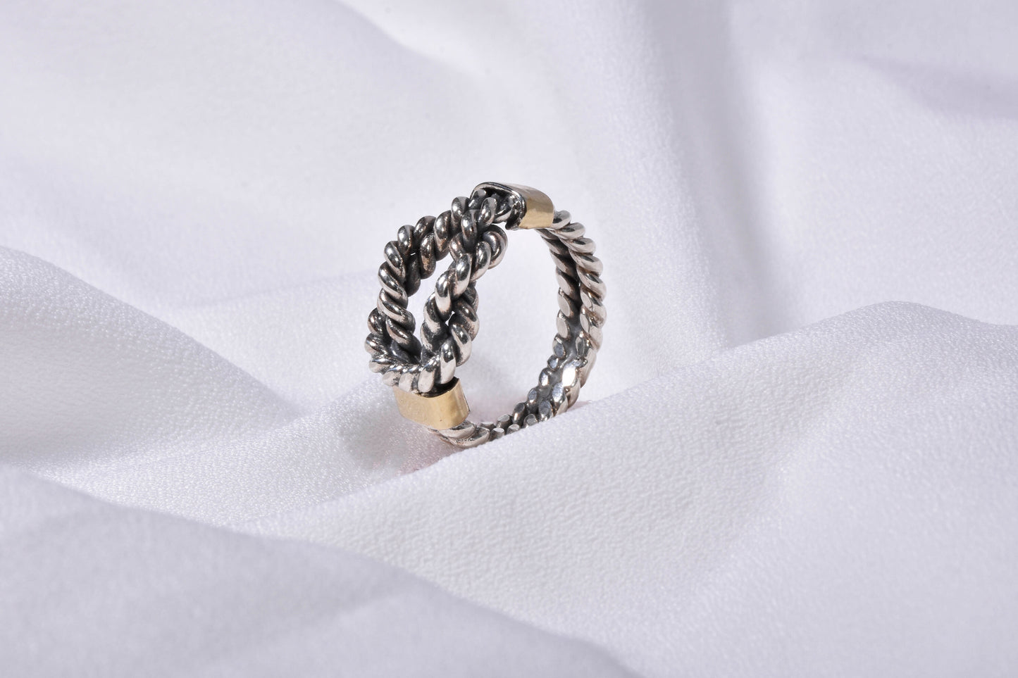 Conjunto Nó em Prata e Ouro de 9k