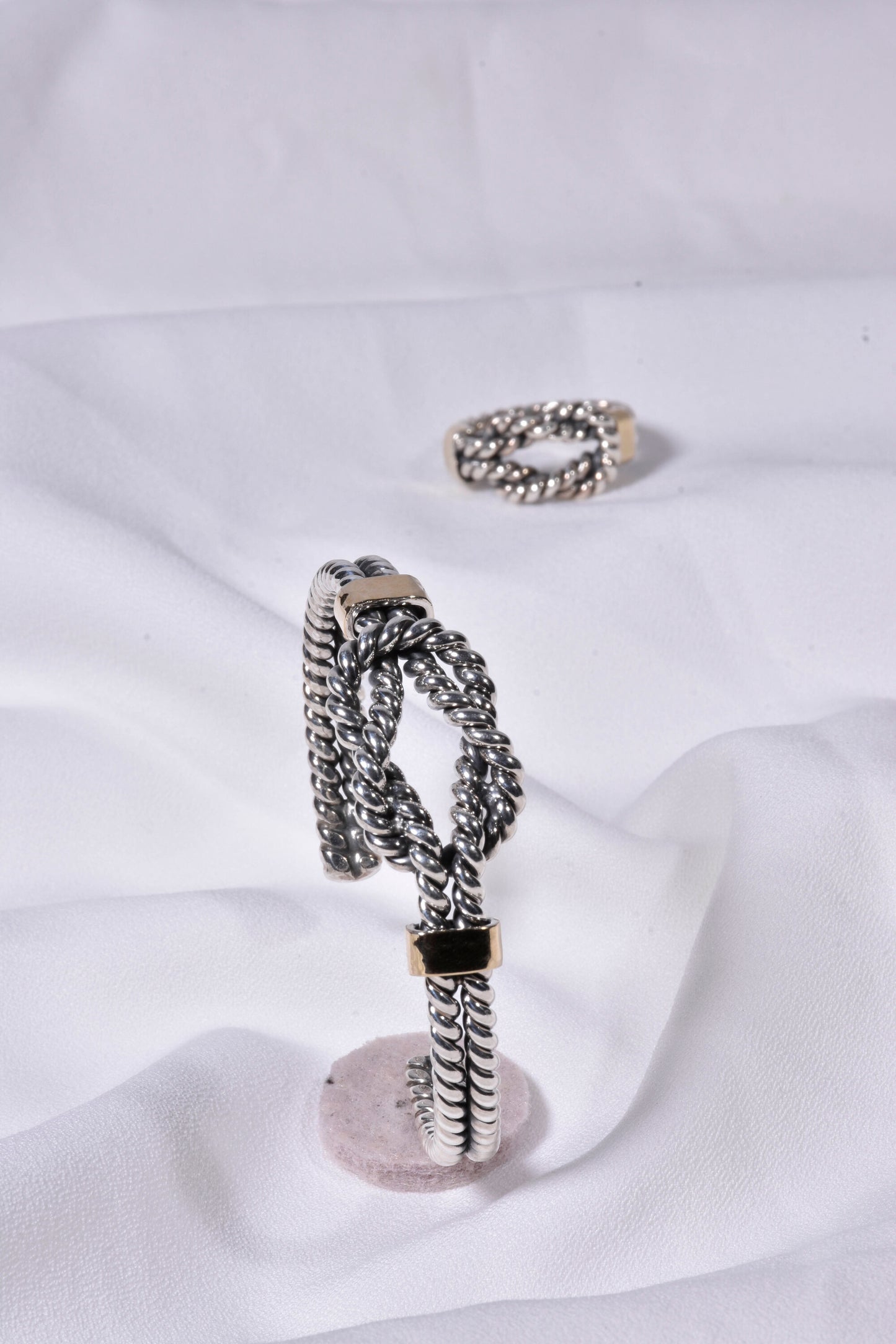 Conjunto Nó em Prata e Ouro de 9k