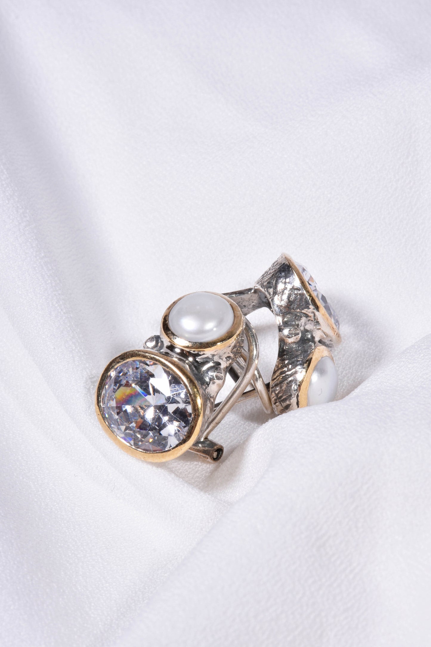 Conjunto em Prata de Lei e Ouro 9k com Pérolas