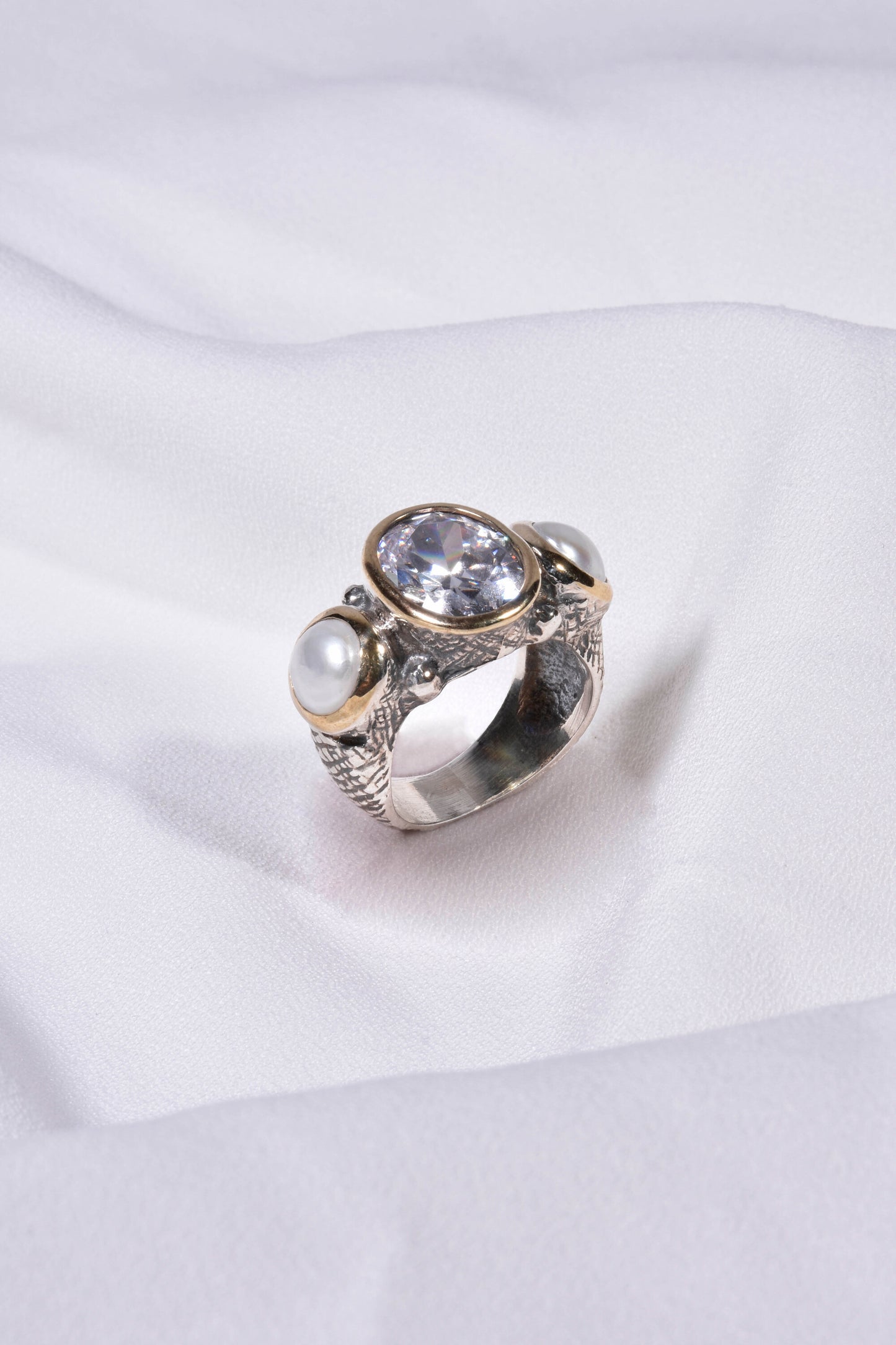 Conjunto em Prata de Lei e Ouro 9k com Pérolas