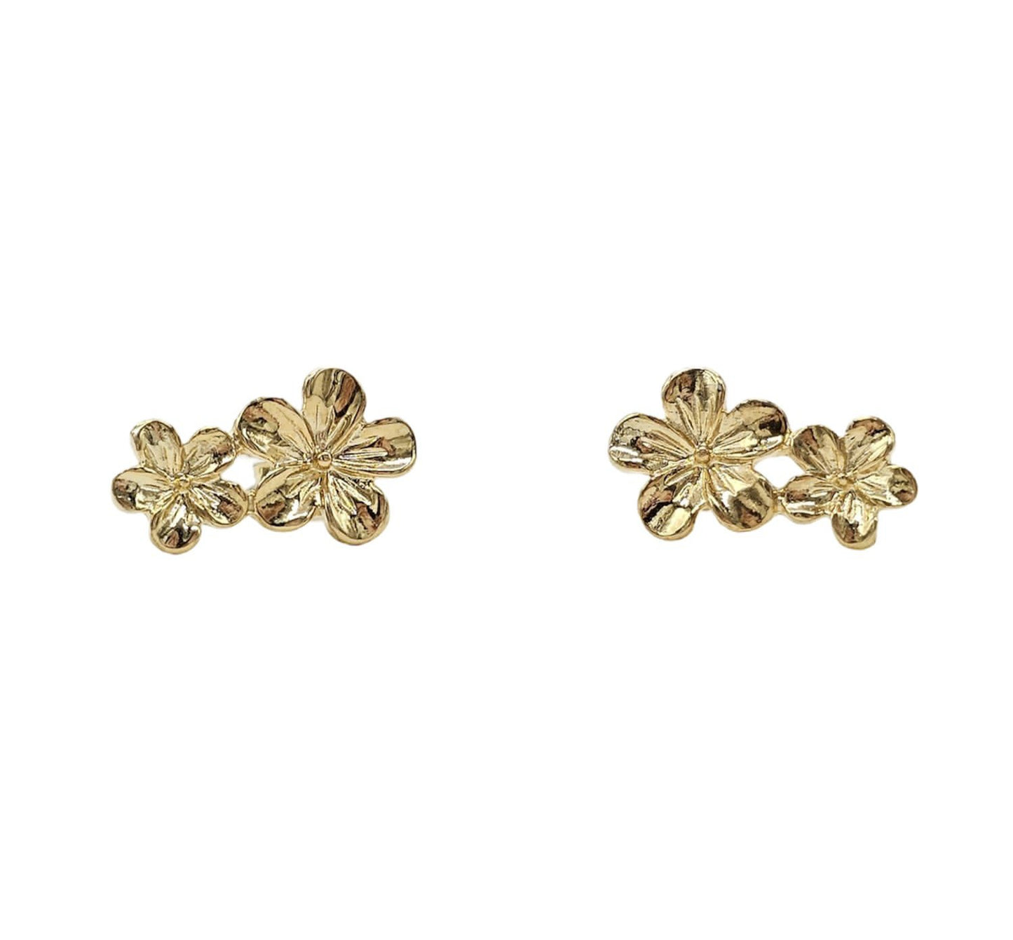 Conjunto Flores em Prata Banhada a Ouro