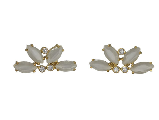 Brincos Meia Flor em Prata Banhada a Ouro