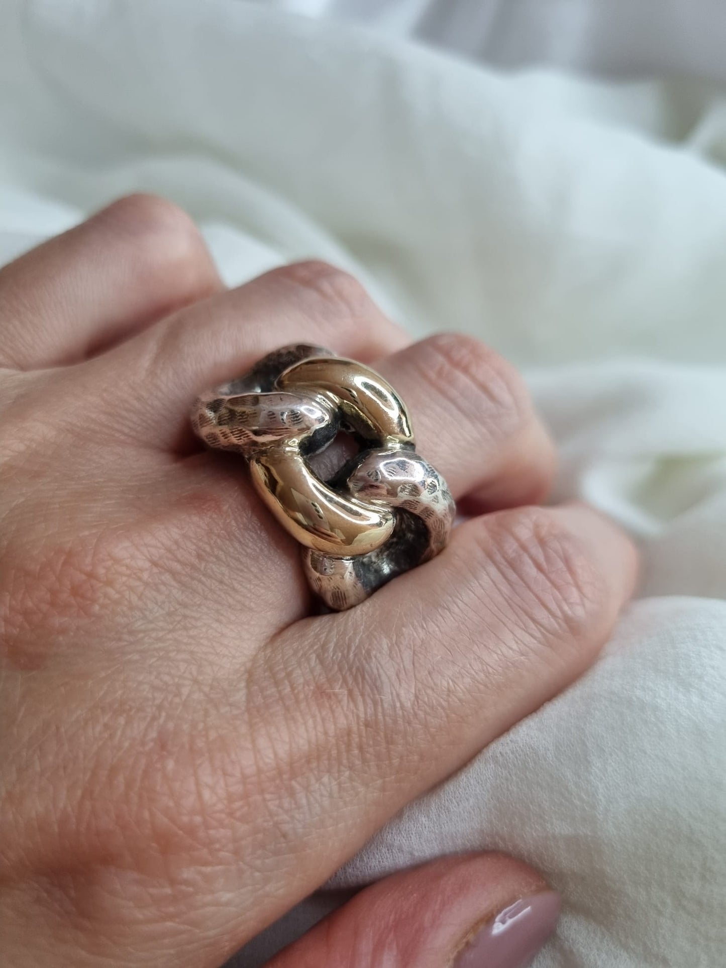 Conjunto Torcido em Prata e Ouro 9k