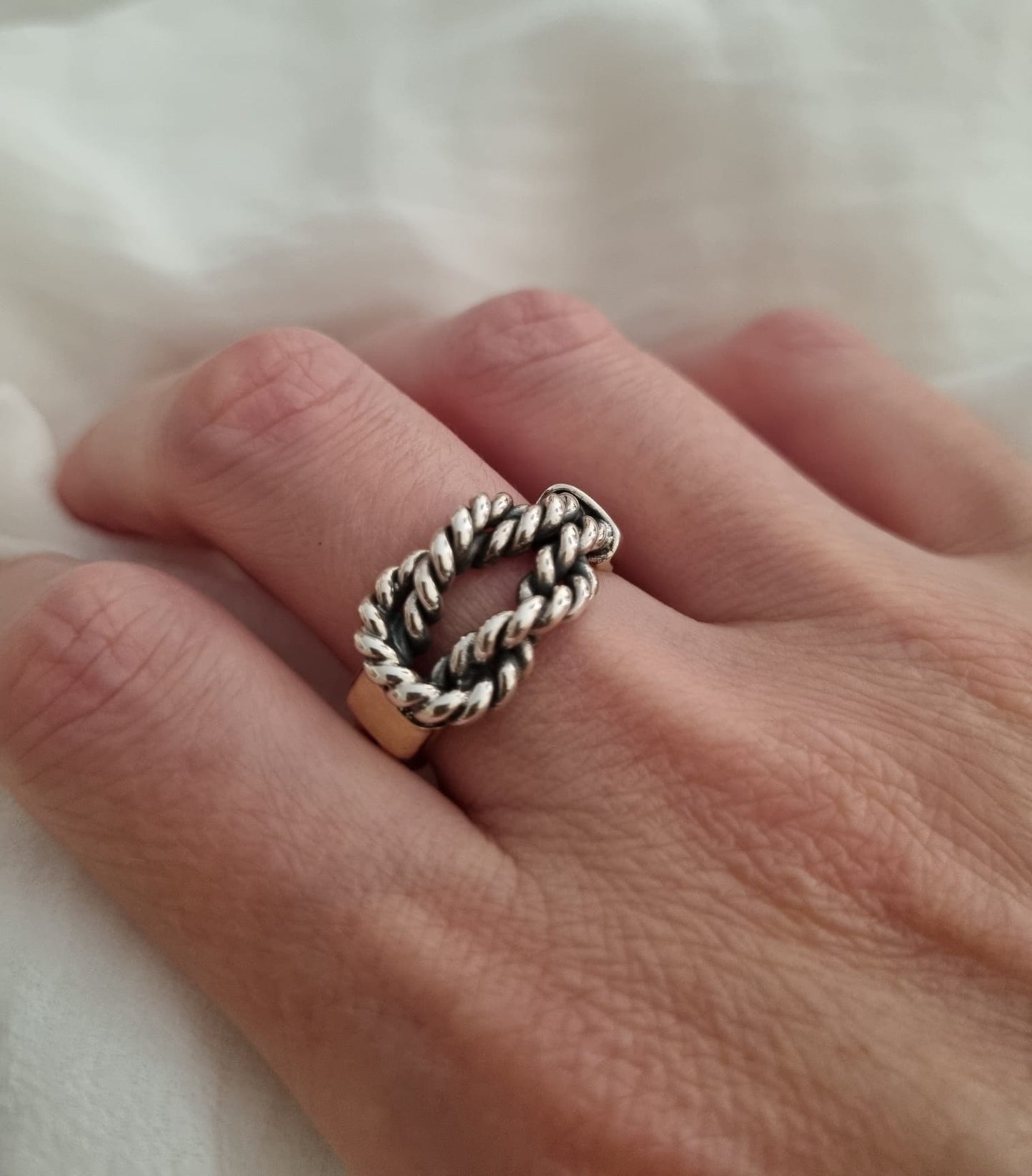 Conjunto Nó em Prata e Ouro de 9k