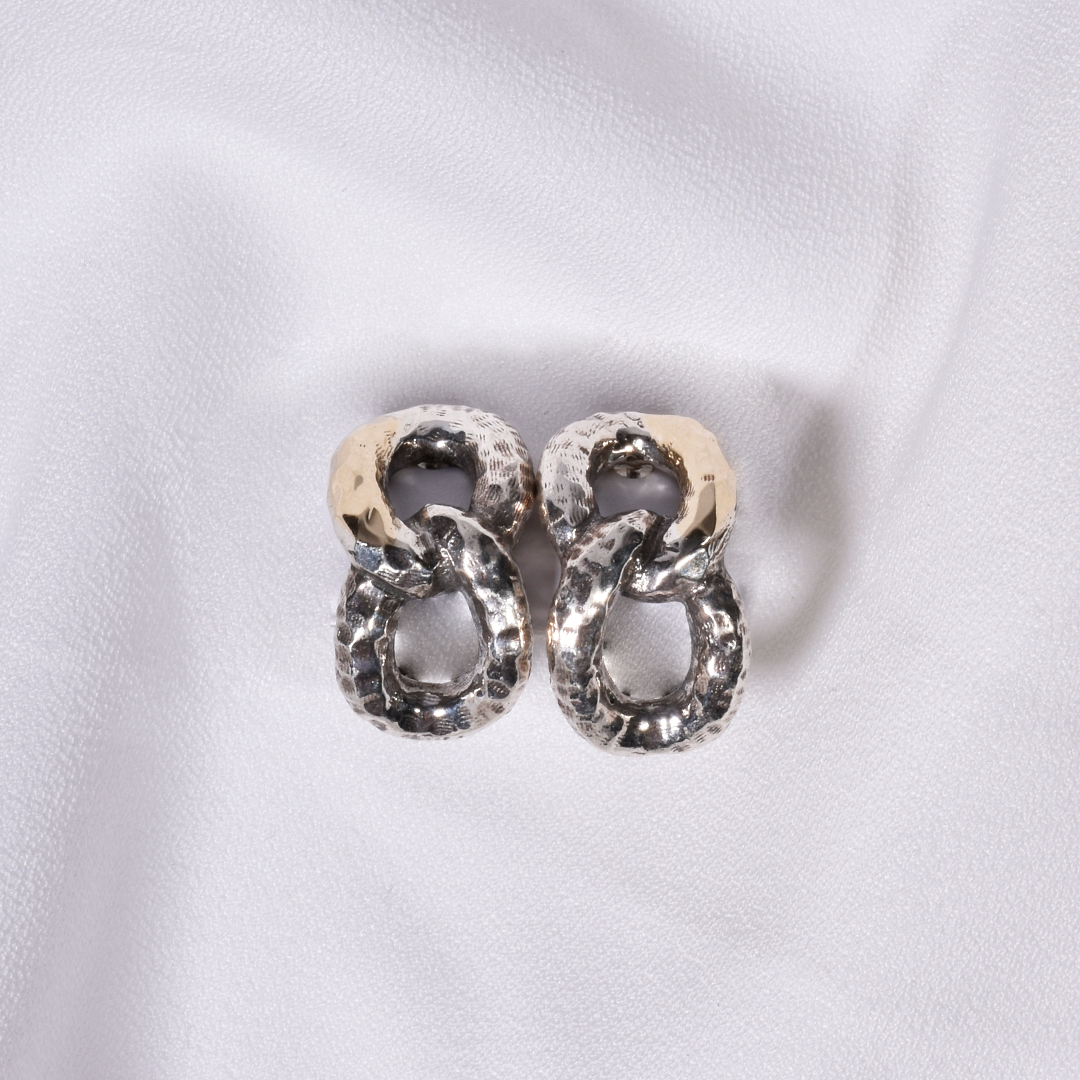 Conjunto Torcido em Prata e Ouro 9k