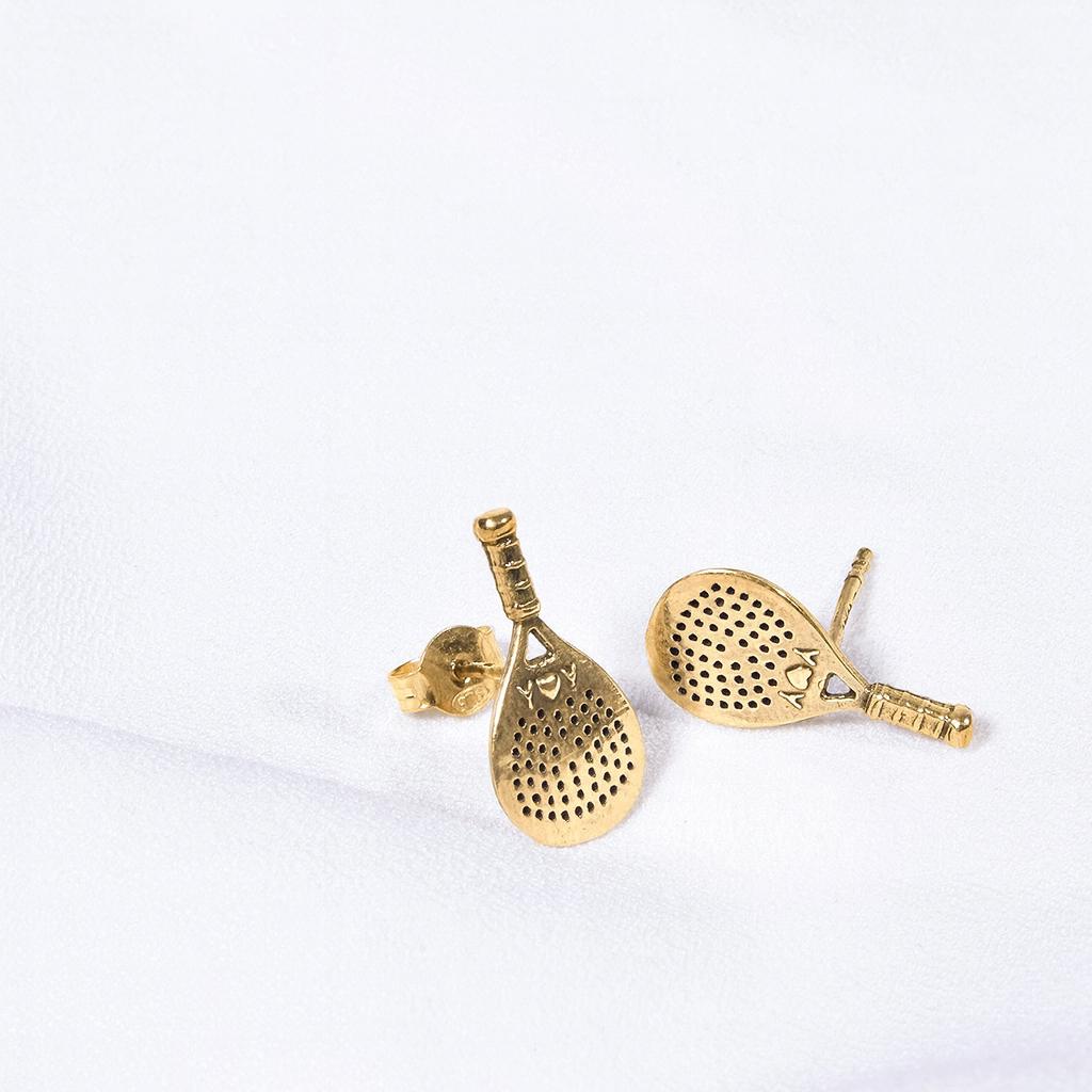 Brincos Raquetes de Padel em Prata Banhada a Ouro - Peça Exclusiva