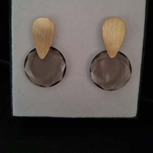 Brincos Prata Dourada e Pedra Hidrotermal - You Love You Jewlery