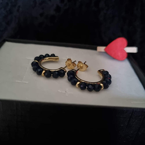 Brincos em Prata Dourada e Pedras Naturais - You Love You Jewlery