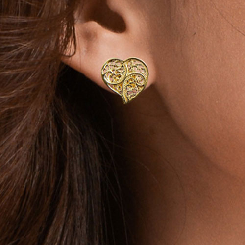Brincos em Filigrana Prata Dourada - You Love You Jewlery