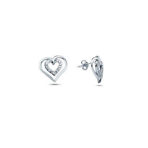 Brincos Coração em Filigrana em Prata Dourada e Zircónias - You Love You Jewlery