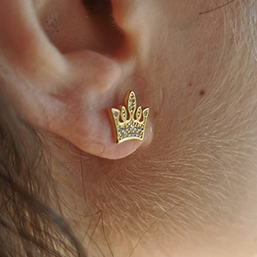 Brincos Coroa em Prata