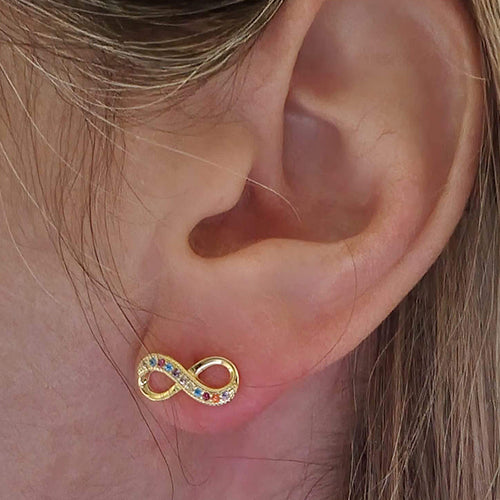 Brincos Infinito com Zircónias de Cor - You Love You Jewlery