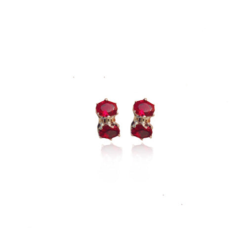 Brincos em Prata e Pedra Vermelha - You Love You Jewlery