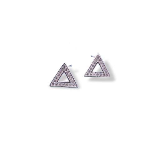 Brincos Triângulo em Prata e Zircónias - You Love You Jewlery