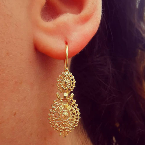 Brincos Prata Dourada em Filigrana Portuguesa - You Love You Jewlery