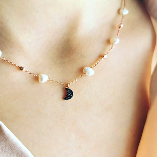 Colar Lua com Pérolas e Zircónias - Peça exclusiva - You Love You Jewlery