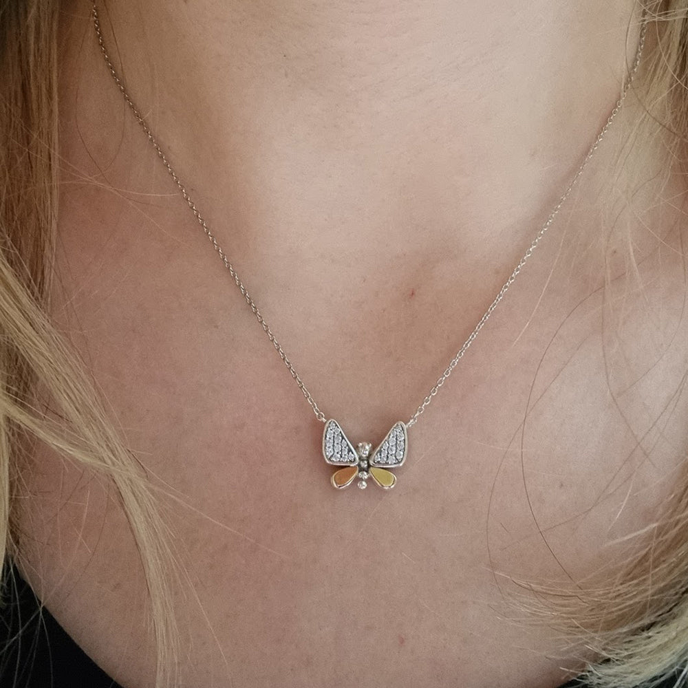 Conjunto Borboleta em Prata de Lei e Ouro de 9k