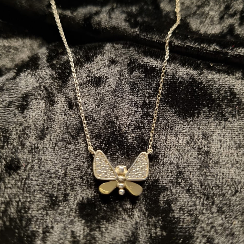 Conjunto Borboleta em Prata de Lei e Ouro de 9k