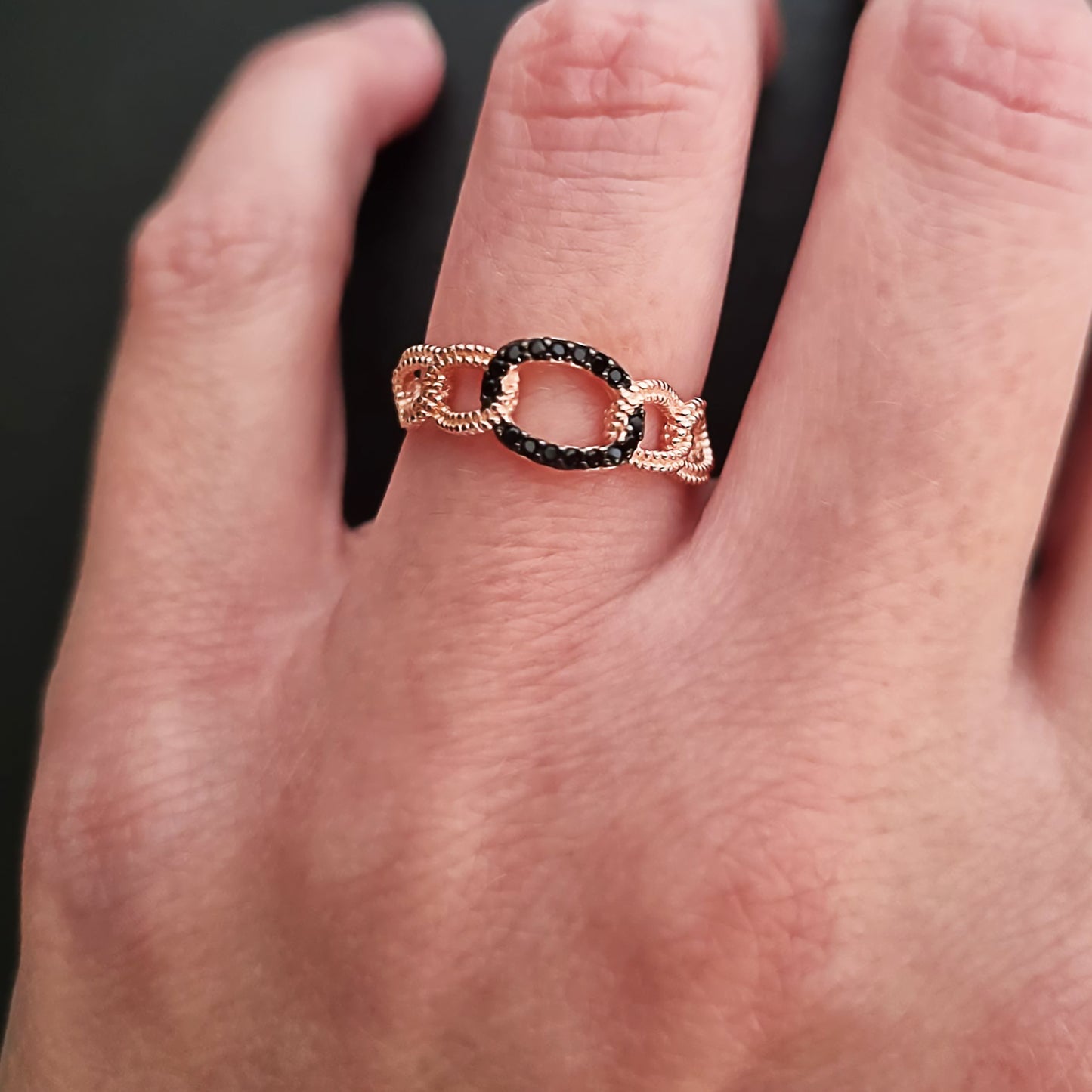 Anel em Prata Rosa e Zircónias