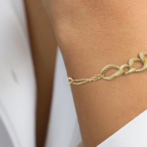 Pulseira em Prata Dourada - You Love You Jewlery