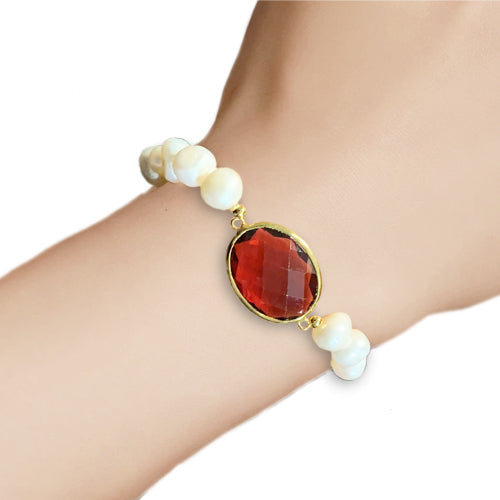 Pulseira em Pérolas e Pedra Hidrotermal - You Love You Jewlery