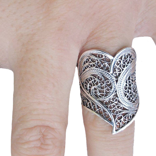 Anel Filigrana Coração Prata de Lei - You Love You Jewlery