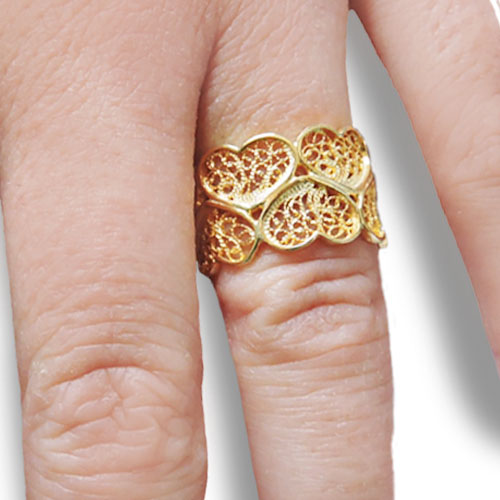 Anel Filigrana em Prata Dourada - You Love You Jewlery