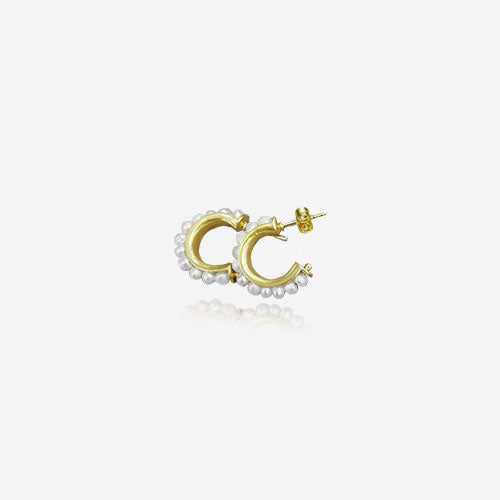 Brincos em Prata Dourada e Pérolas - You Love You Jewlery