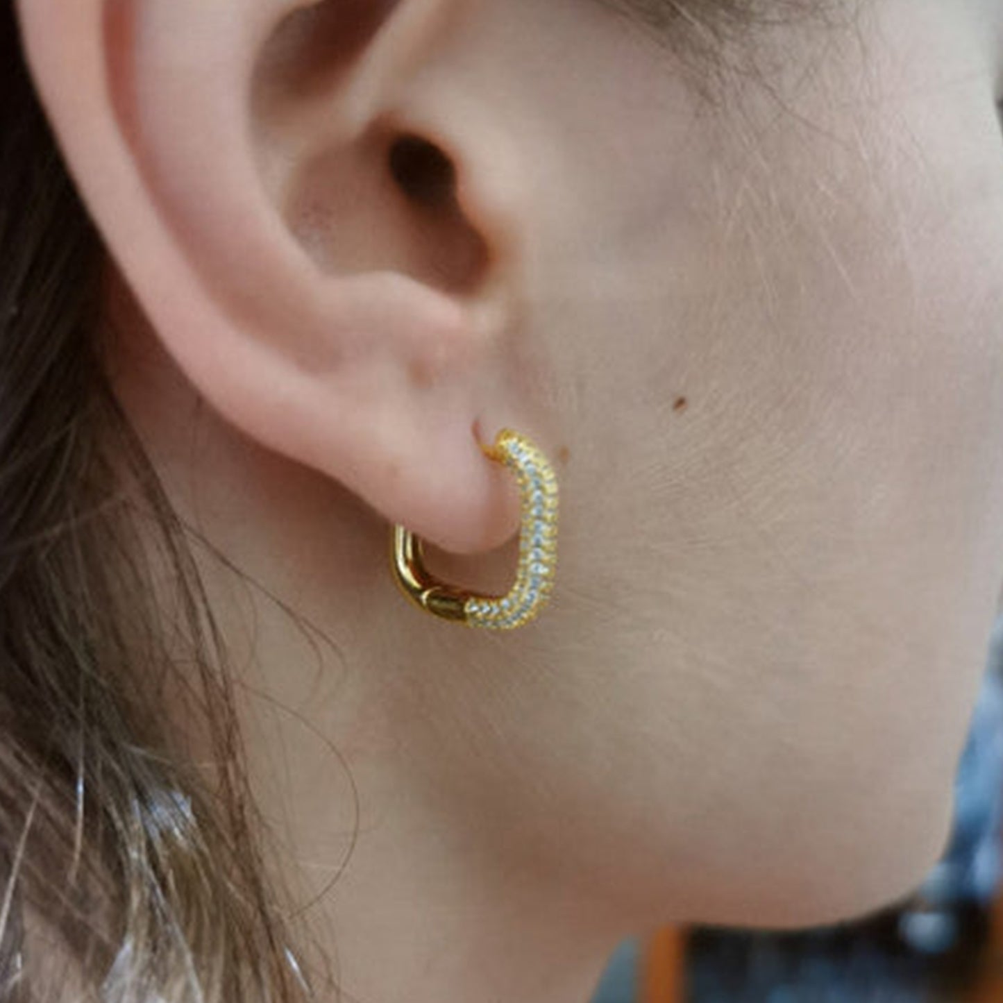 Argolas Quadradas com Zircónias - You Love You Jewlery