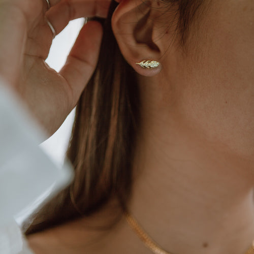 Brincos Penas com Zircónias - You Love You Jewlery