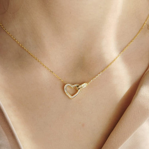 Colar Coração Cravado a Zircónias - You Love You Jewlery