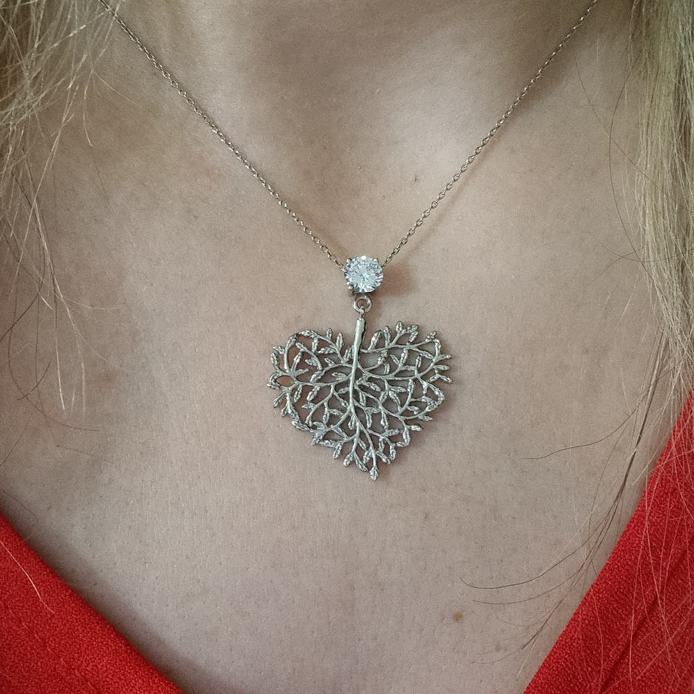 Colar Coração em Prata de Lei e Zircónia