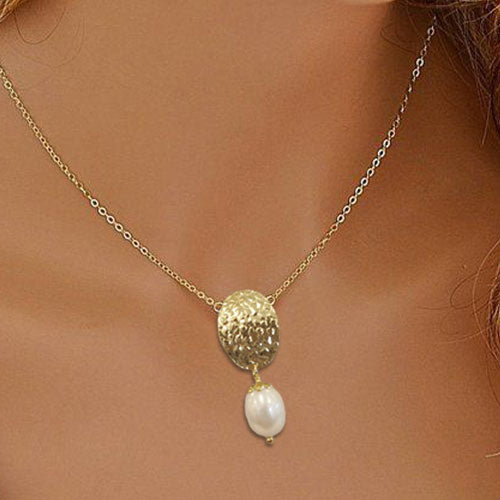 Colar em Prata Dourada e Pérola - You Love You Jewlery