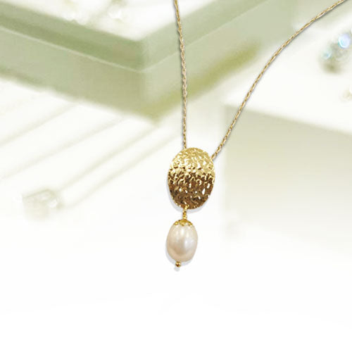 Colar em Prata Dourada e Pérola - You Love You Jewlery