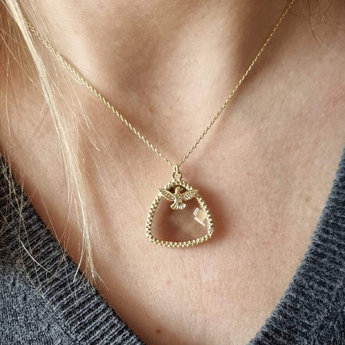 Colar Espirito Santo com Pedra Hidrotermal - You Love You Jewlery