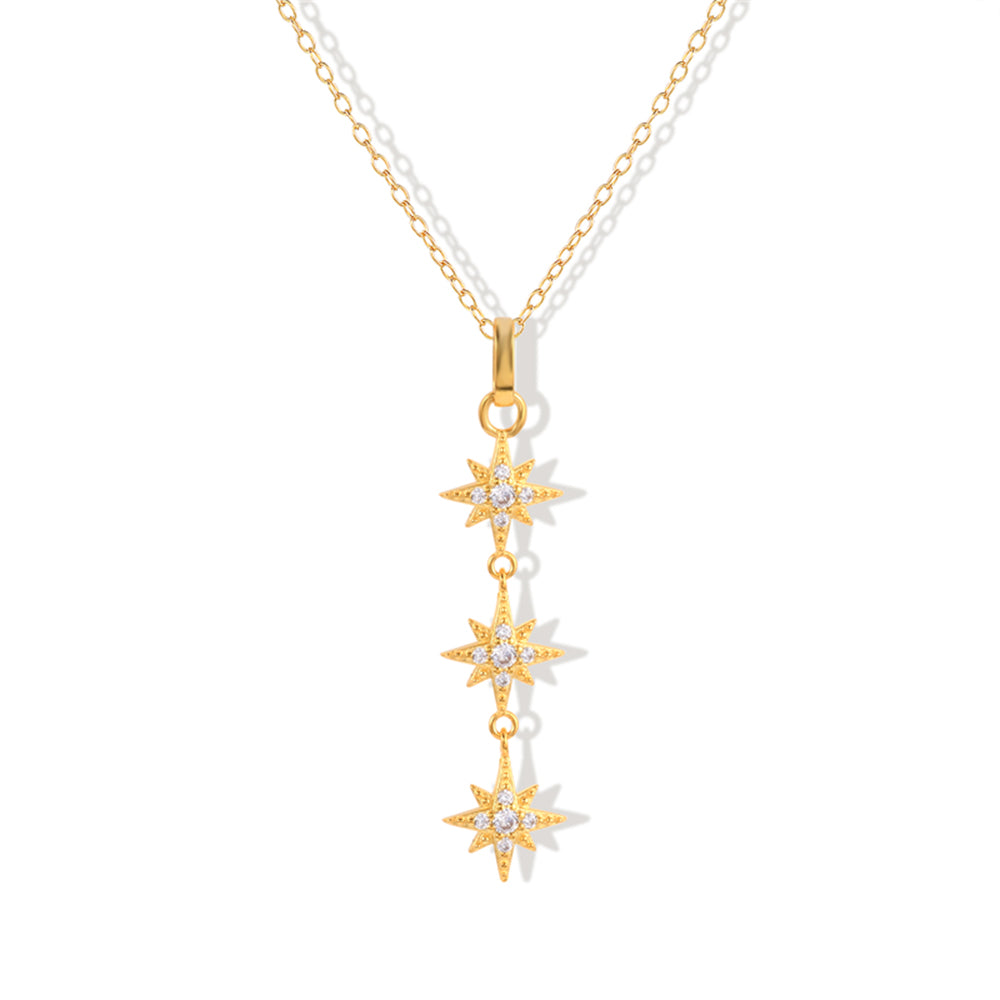 Colar com Estrelas em Prata Banhada a Ouro