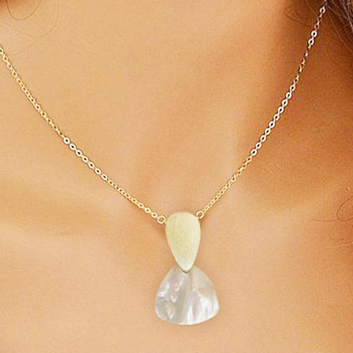 Colar em Prata Dourada e Madrepérola - You Love You Jewlery