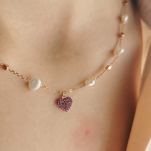 Colar Coração com Pérolas e Zircónias - Peça exclusiva - You Love You Jewlery