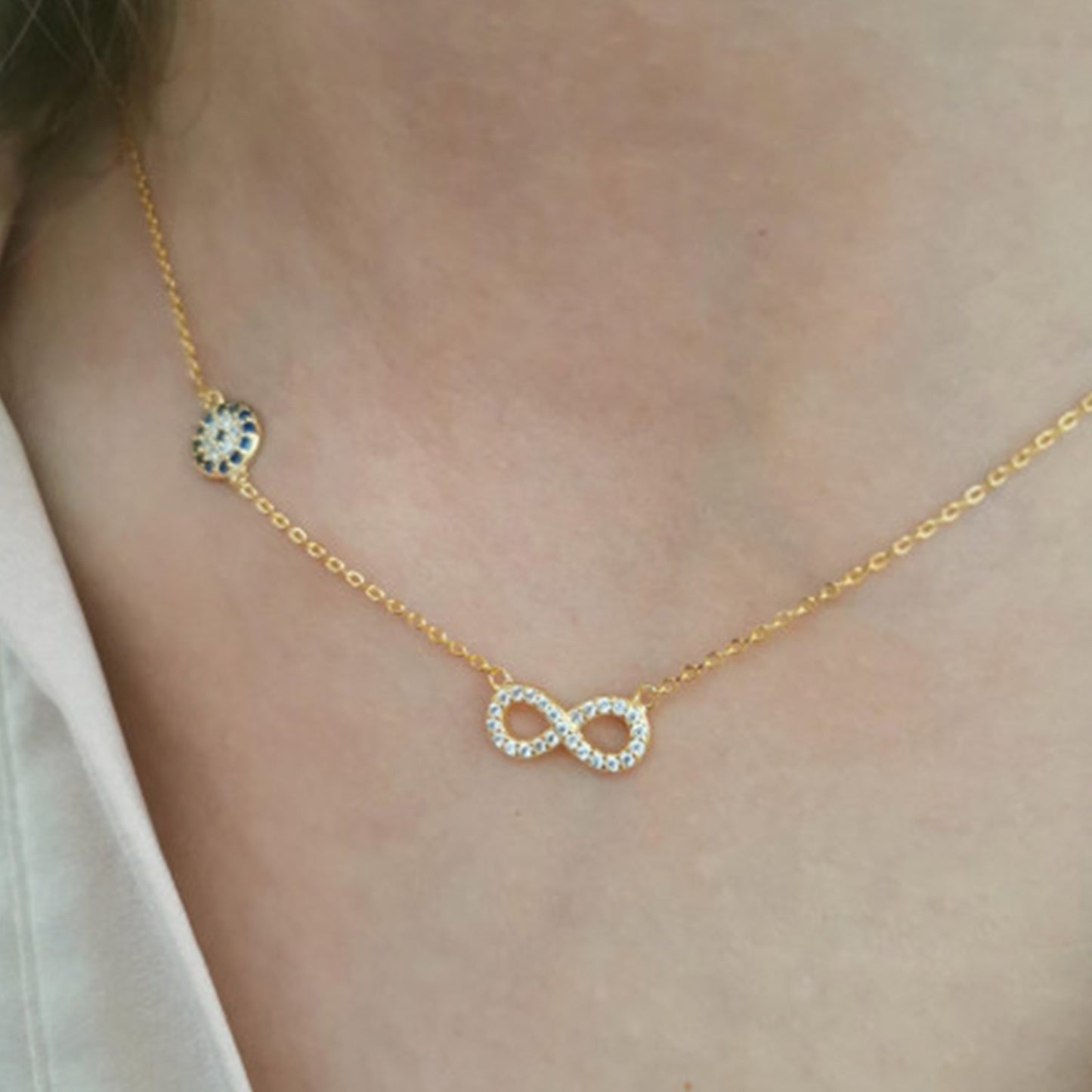 Colar Infinito com Apontamento Olho Turco - You Love You Jewlery