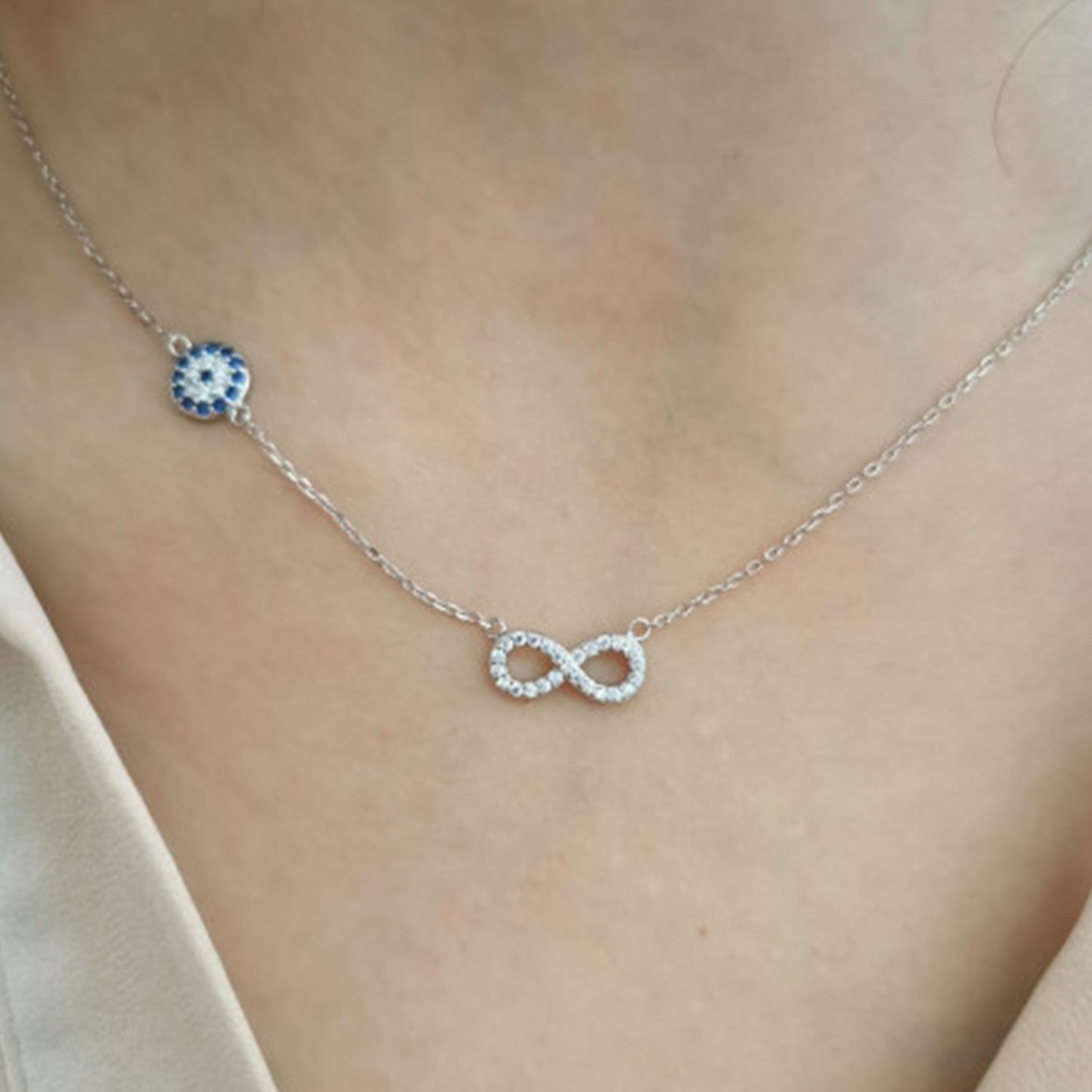 Colar Infinito com Apontamento Olho Turco - You Love You Jewlery