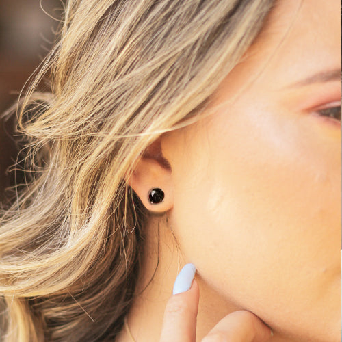 Brincos Prata e Zircónia Preta - You Love You Jewlery