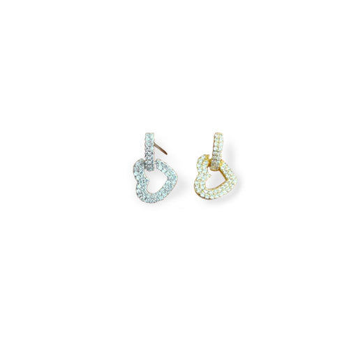 Brincos Corações Cravados com Zircónias - You Love You Jewlery