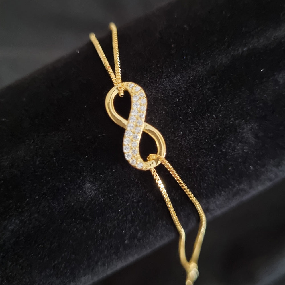 Pulseira Infinito em Prata Dourada e Zircónias