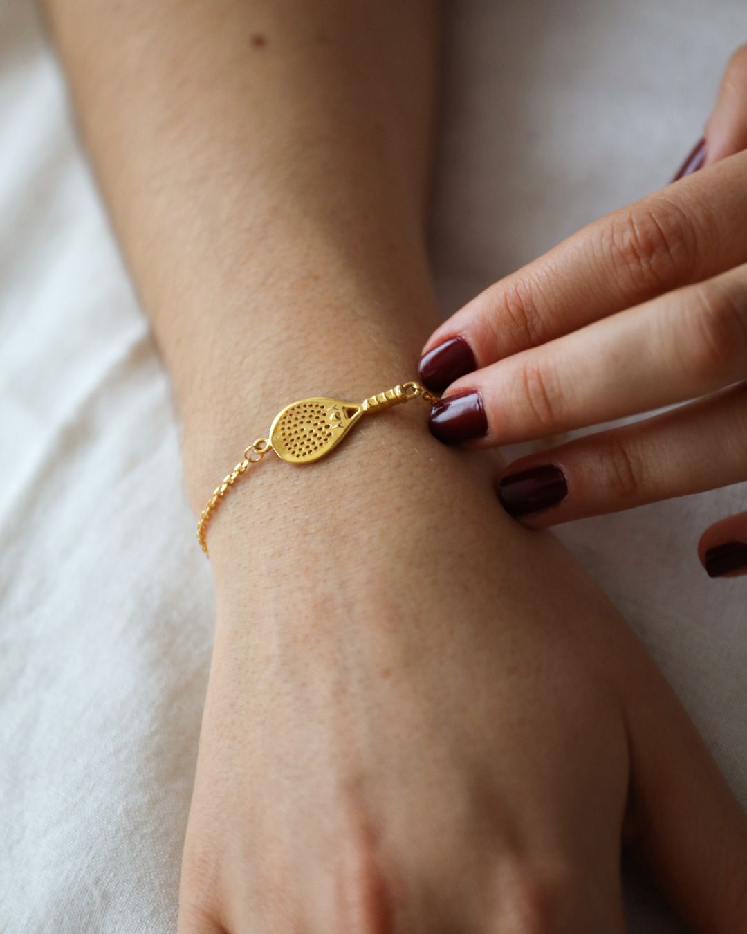 Pulseira Raquete de Padel em Prata Banhada a Ouro - Peça Exclusiva
