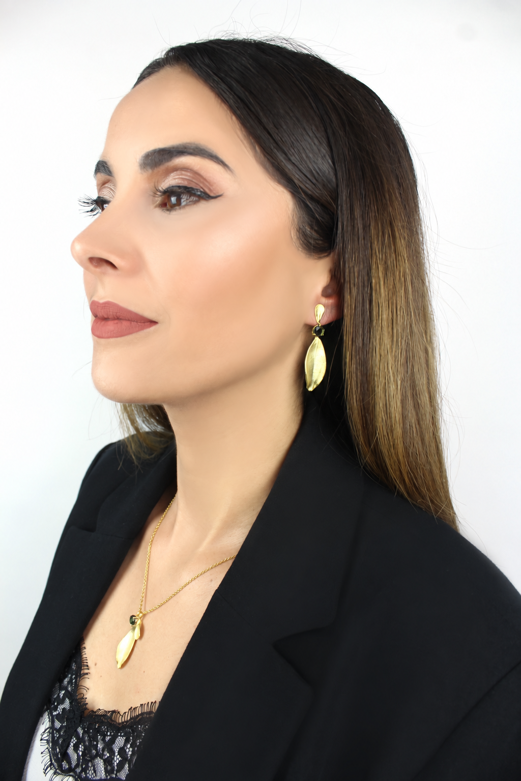 Conjunto Folhas de Prata – Prata 925 Banhada a Ouro com Zircónias