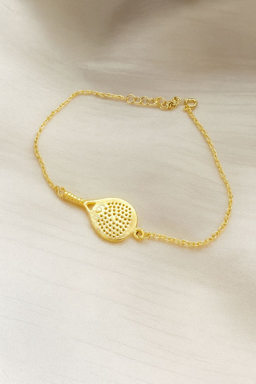 Pulseira Raquete de Padel em Prata Banhada a Ouro - Peça Exclusiva